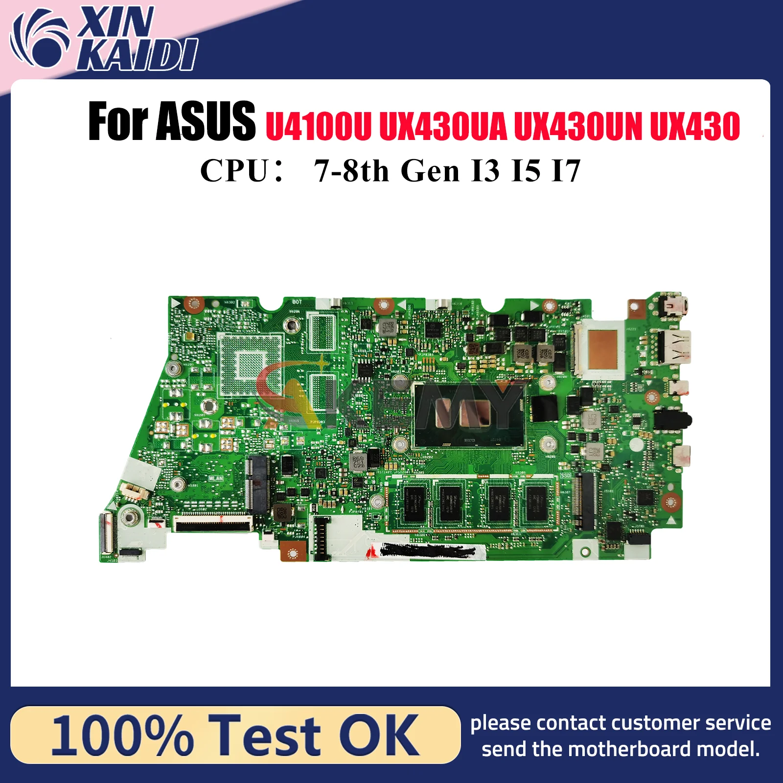 

UX430UA Laptop Motherboard For ASUS ZenBook U4100U UX430UQ UX430UN UX430UA UX430U Mainboard With I3 I5 I7 CPU 100% tests OK stk