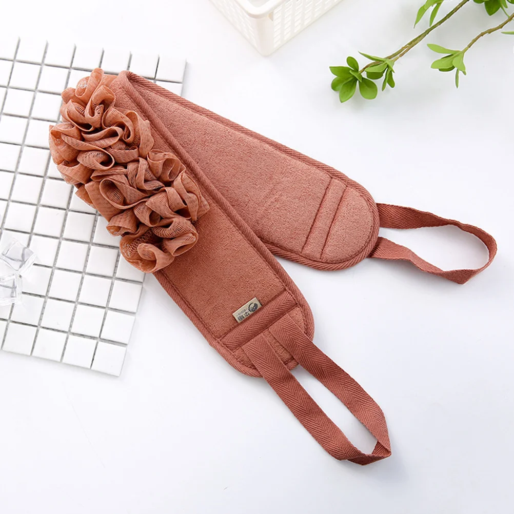 1 قطعة منشفة حمام التقشير حزام طويل الظهر الغسيل دش فرك منشفة لتنظيف الجسم دائم مريح الكرمل