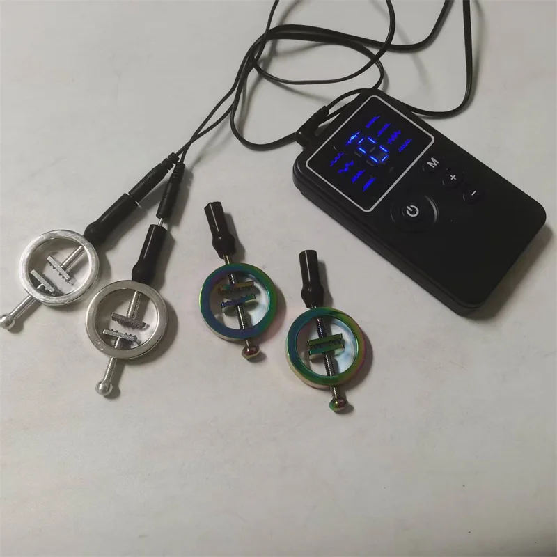 Metal Nipples Clips 8 Modes Electric Shock Breast Clamps Stimulation Massage Adult Games Sex Toys for Women Couples Flirting - view 6