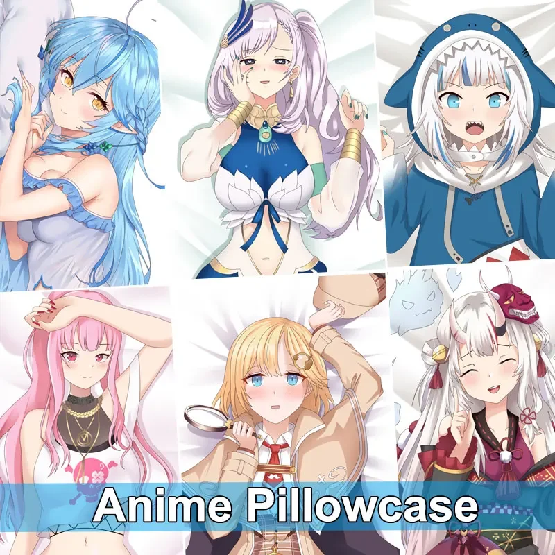 

Hololive Vtuber Dakimakura Cover Anime Pillow Case Otaku Hugging Body Cushion Nakiri Ayame Minato Aqua Gawr Gura Pillowcase