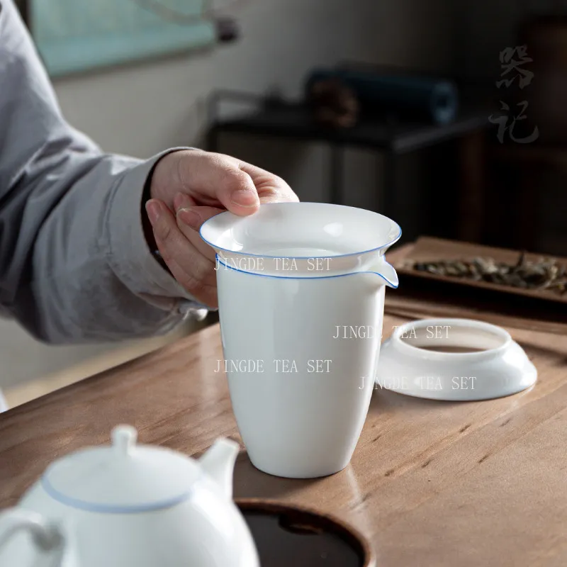 White Porcelain Tea Strainer Set Ceramic Pu Erh Filter Screen Chinese Household Tea Residue Filter Tea Ceremony Accessories