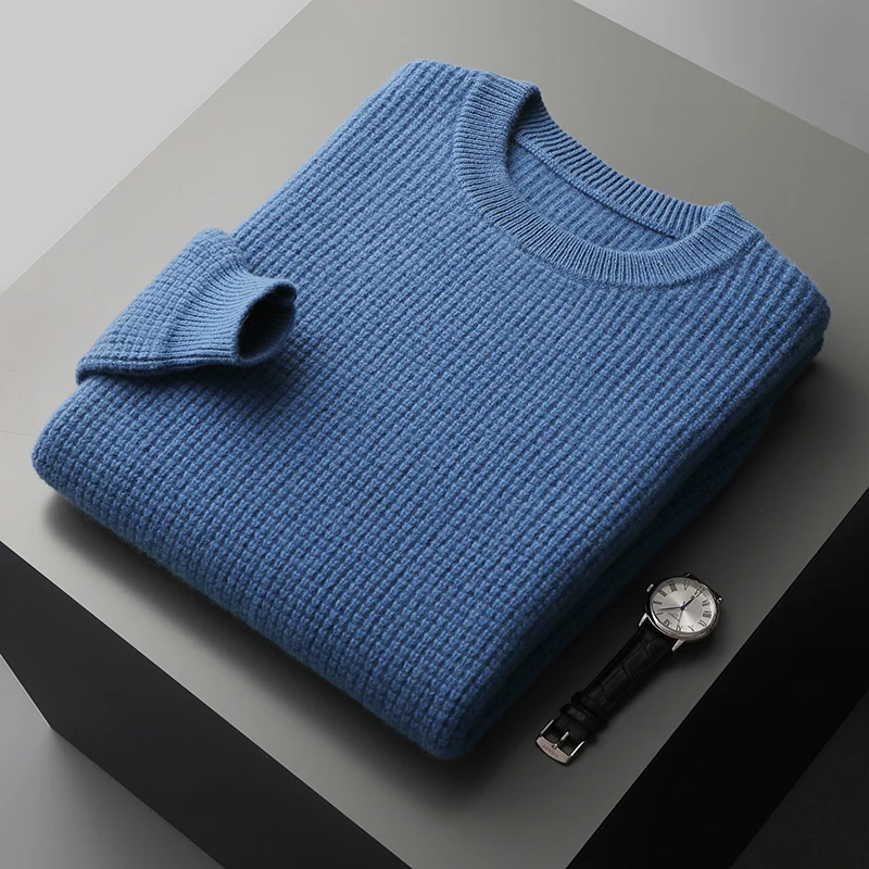 Winter New 100% wool Cashmere Sweater Men' Pullovers Thick Large size Sweater Warm Casual Knit Wool Tops Loose Bottoming Shirt