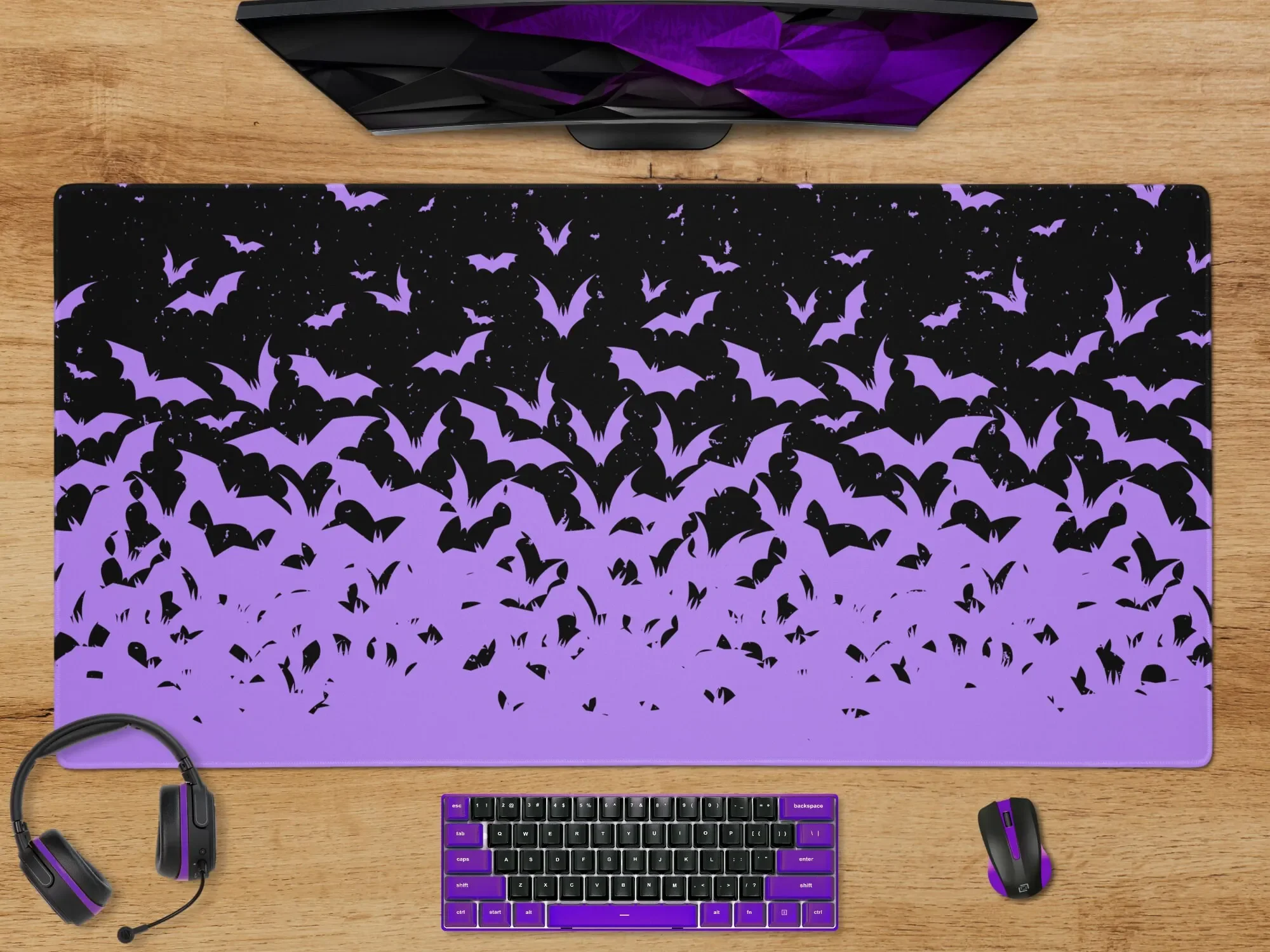 

Bats Halloween Desk Mat Purple Gaming Large Mouse Pad XXL Keyboard Accessories Mouse Mat Rubber Kawaii Mousepad Gamer 900x400