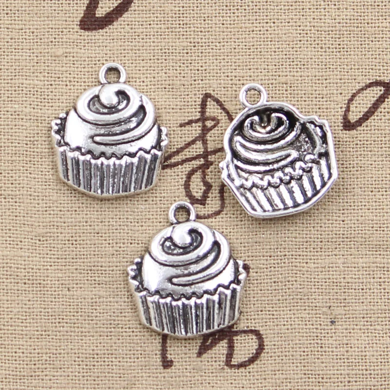 10pcs Charms Cupcake Cake 22x19mm Tibetan Silver Color Pendants DIY Antique Making Handmade DIY Findings Crafts Jewelry