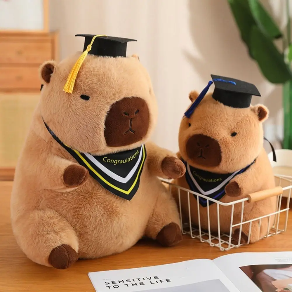 Capivara graduado capivara bonecas de pelúcia pano boneca simulação capibara anime brinquedo fofo 30cm/40cm macio capivara boneca de pelúcia