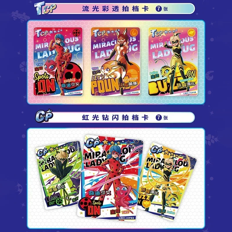 New Genuine Miraculous Girl Ladybug Reddy Black Cat Roll Anime Hero Card Badge SSP Kids Game Toy Xmas Halloween Birthday Gift