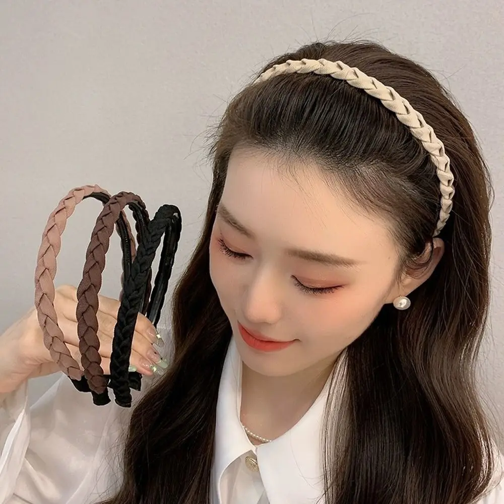 Korean Style Simple Twist Weaving Hair Hoop Sweet Winding Cross Non-slip Braided Headband