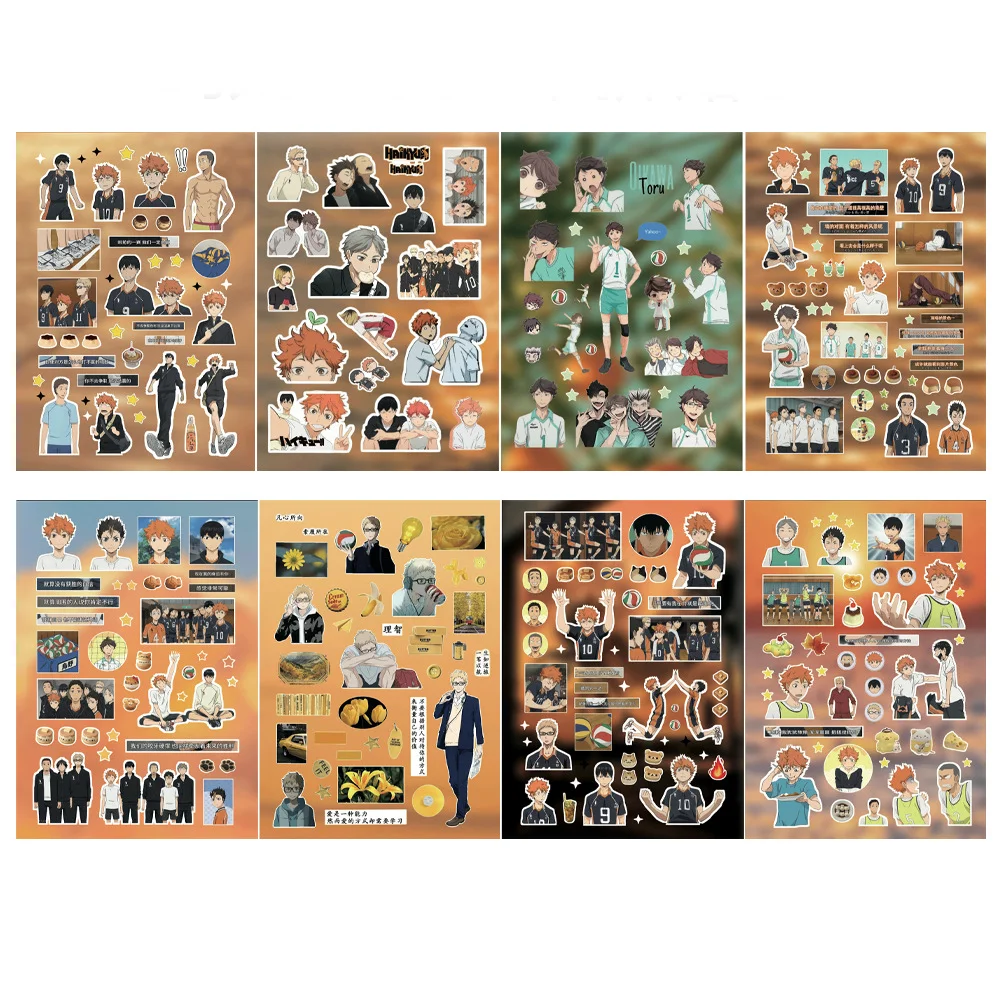8/16 Blatt Cartoon-Volleyball-Puzzle-Aufkleber aus PVC-Material, DIY-Notizbuch, Kinderspielzeug, wasserfeste Party-Aufkleber. – Detail 5
