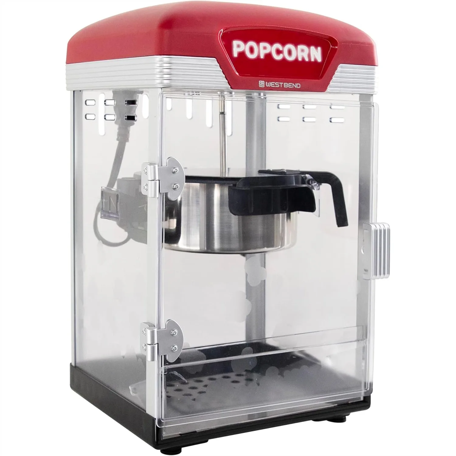 

Popcorn Popper Machine, 4 Qt Nonstick Kettle with Magnetic Cover, One-Touch Release, LED Sign for Home Movie Night