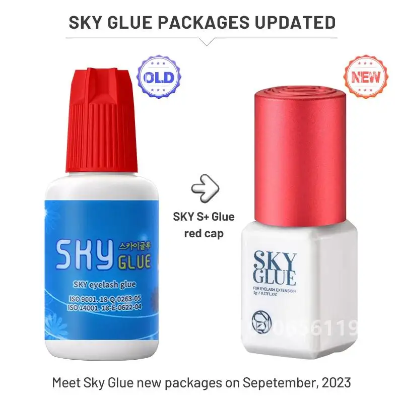 Korea Sky S+ Glue with Red Cap 1-2s Fast Drying 5ml Professional Strongest Original Eyelash Extension Glue False Lash 10Bottles