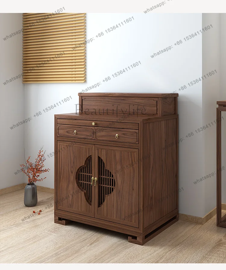 LSNew Chinese Table Incense Case Household Solid Wood Buddha Table Chinese Black Walnut Buddha Table