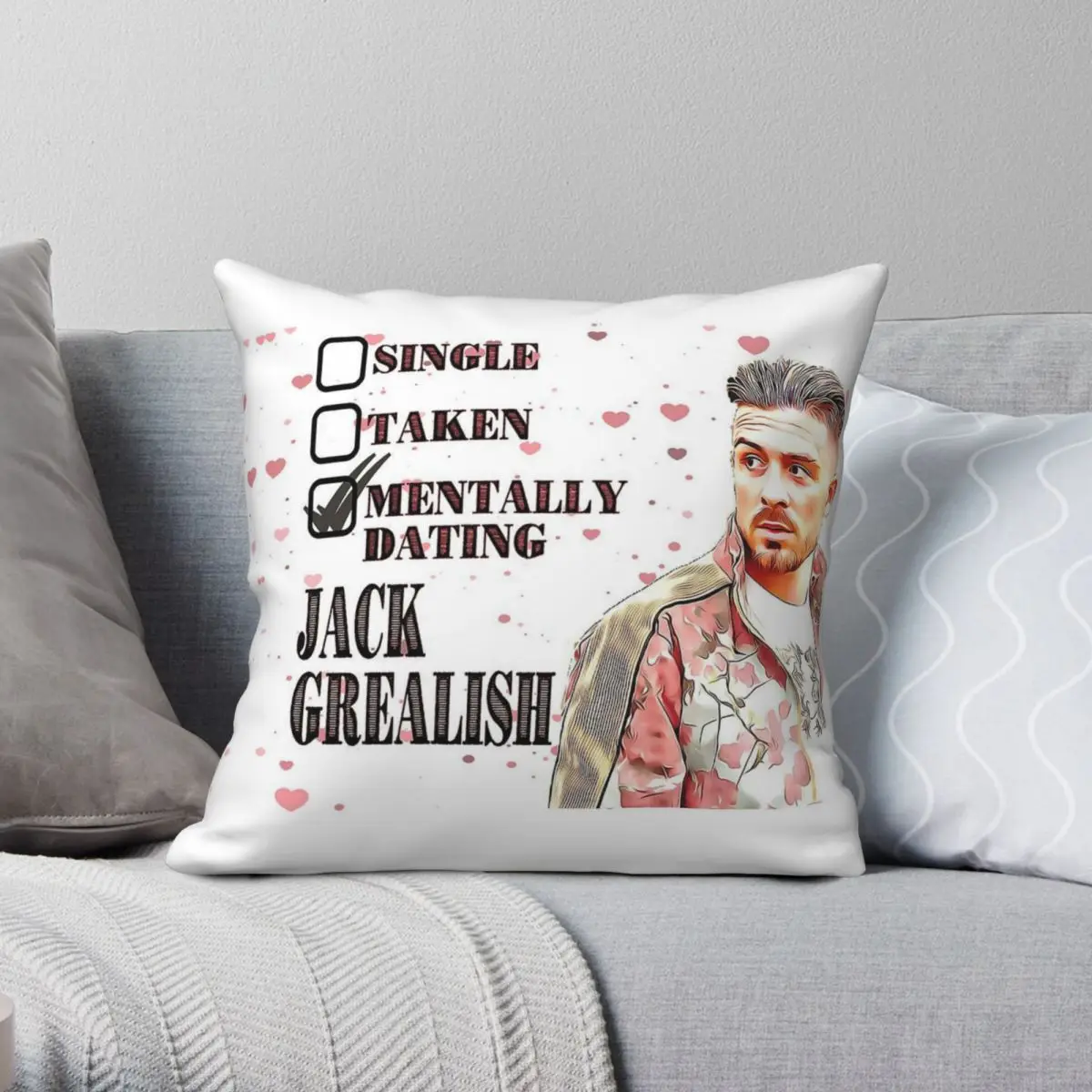 Mentally Dating Jack Grealish Pillowcase Polyester Linen Velvet Pattern Zip Decor Pillow Case Room Cushion Cover 45x45