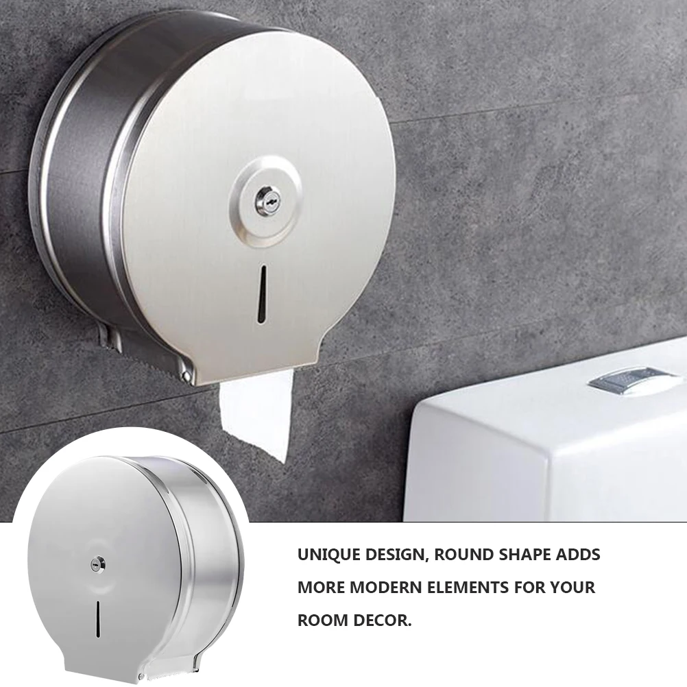 

Stainless Steel Tissue Holder Round Shape Bathroom Paper Towel Dispenser Shelf Rack Storage Stand Home Decor