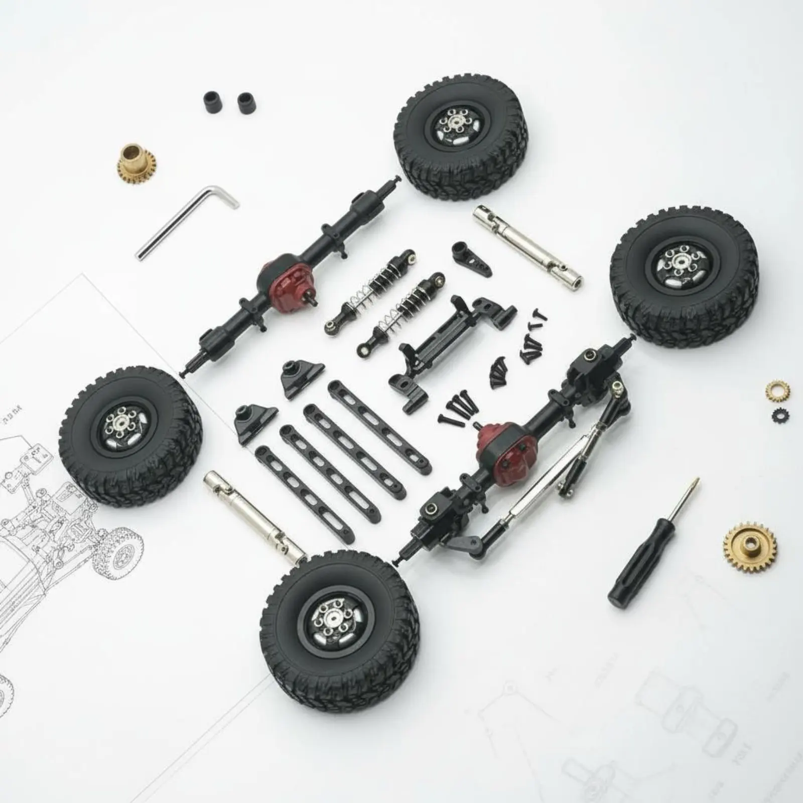 

MN82 LC79 MN78 Parts Kit Performance Increase RC Car Metal Drive Shaft and Chassis Support System Parts for Rock Crawling