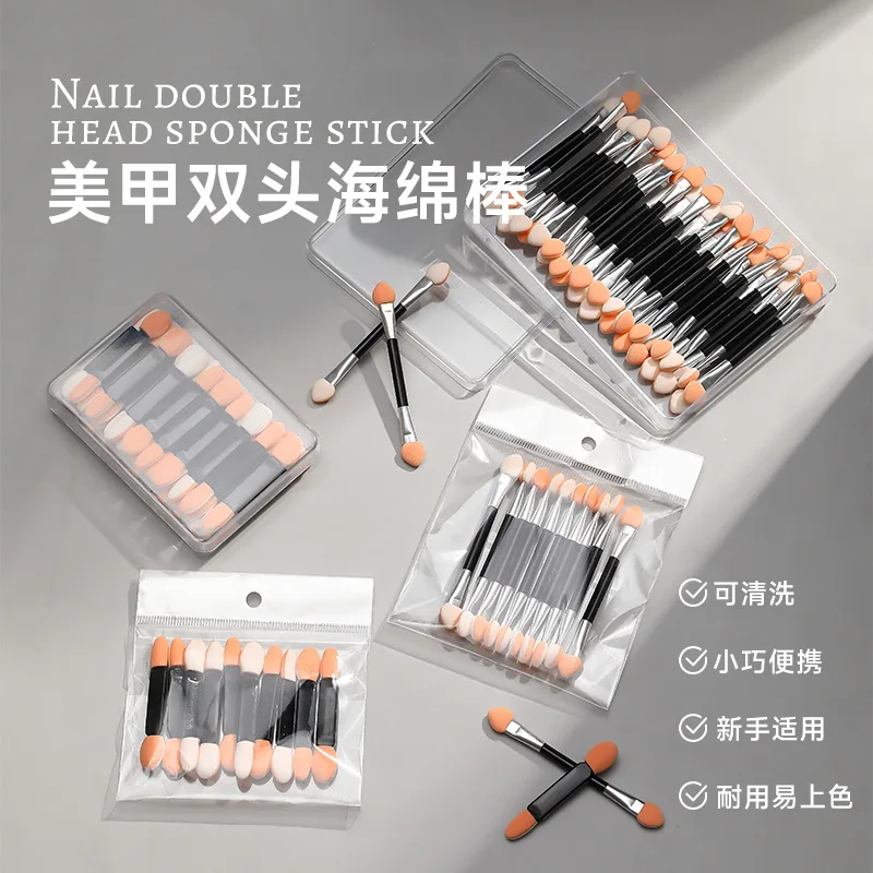 10 pezzi spugna a doppia estremità per nail art specchio magico pennello per immersione in polvere ombretto multifunzionale set di pennelli per labbra strumento per manicure per trucco