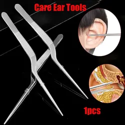 Silver Portable Oral Cleaner Ear  Wax Removal Stainless Steel Ear Tweezer Ear Care Tools Nail Clip Ear Cleaning Clip