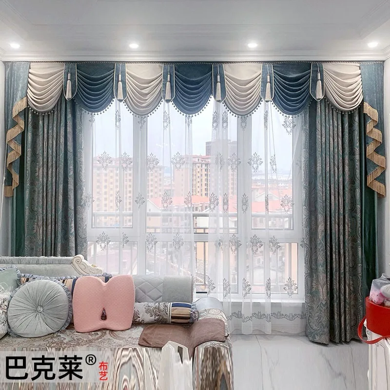 European curtains living room luxury atmosphere simple European luxury American bedroom shading finished product high-end window