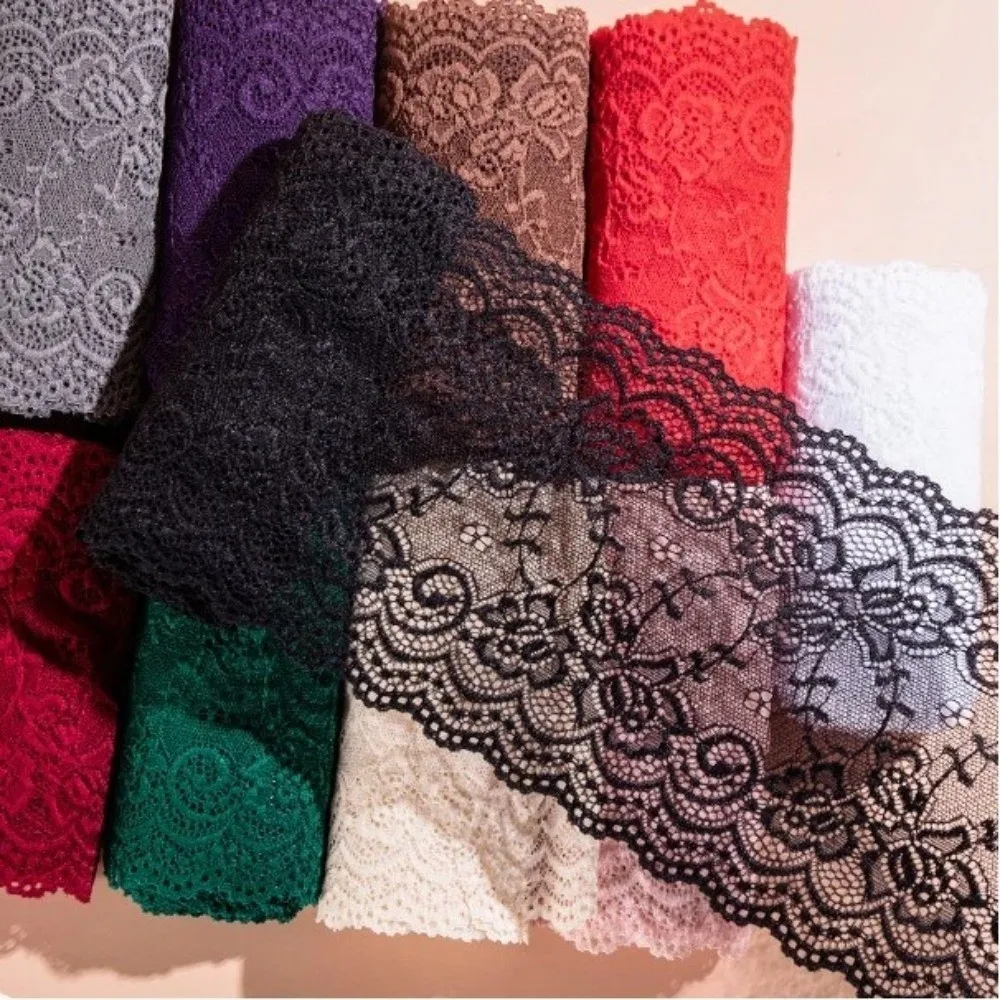 Decorative 3Meters Floral Lace Ribbon Hollow Out DIY Clothing Embroidered Lace Trim Solid Color Elastic Lace Trim Cloth