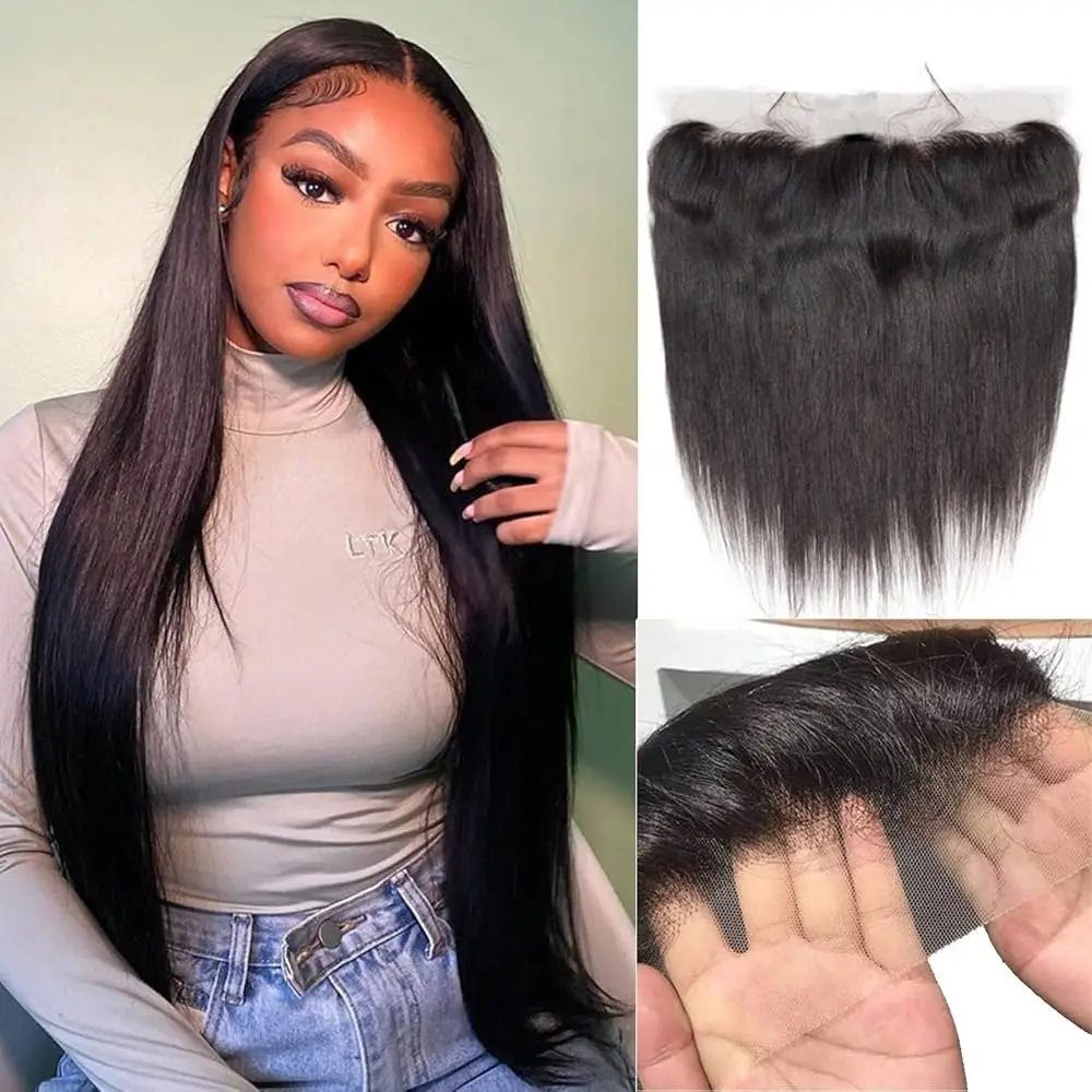 

13x4 Frontal HD Transparent Lace Closure Brazilian Virgin Straight Natural Black Human Hair 13×6 Lace Frontal Closure On Sale