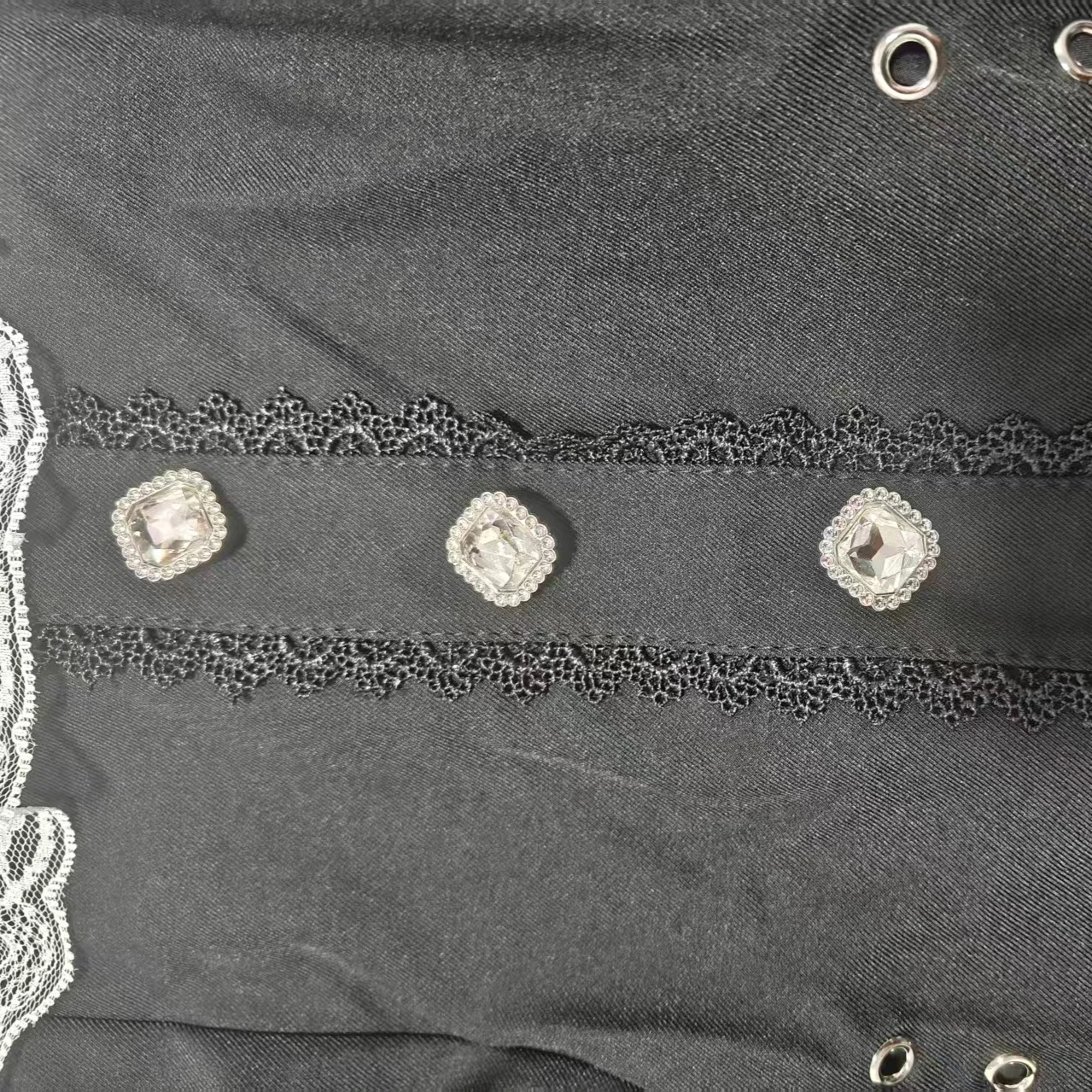 مجموعة شورت فستان لوليتا الشرير الياباني، بلوزة بأكمام مضيئة من الدانتيل الأسود الجمالي على الطراز القوطي وربطة عنق وسروال قصير، ملابس حفلات Y2K