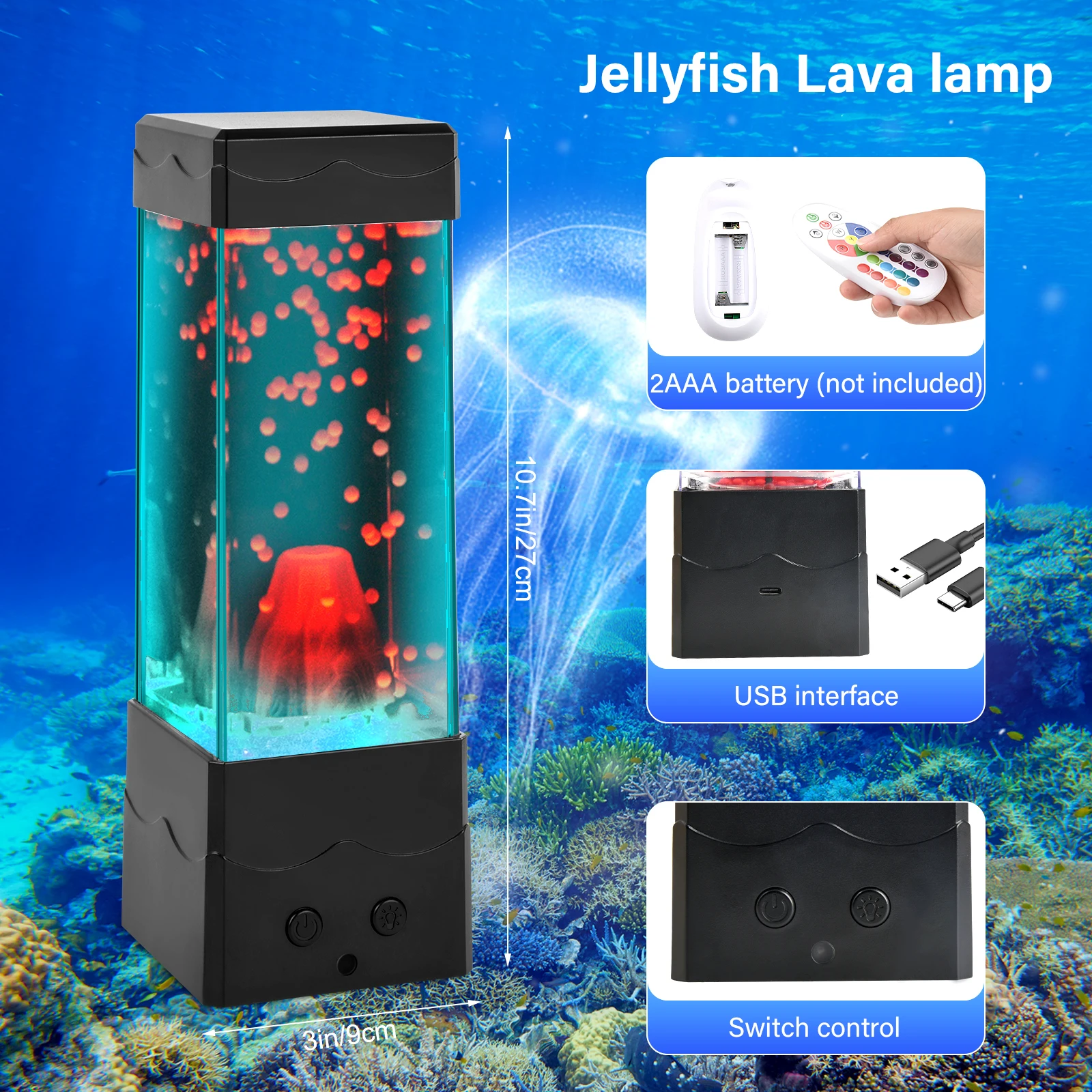 Lava Lamp USB Powered Volcano Night Light Room Office Desktop Decoration Mood Sensory Lights Novelty Gifts For Boys Girls Kids