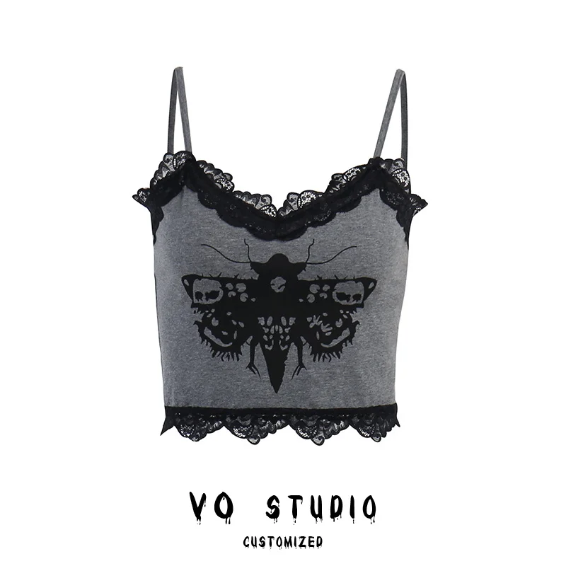 

Punk Summer Y2k Printing Women Trash Casual Vest Top Women Short Crop Top Punk Streetwear Female Tops Gothic Corset Vest