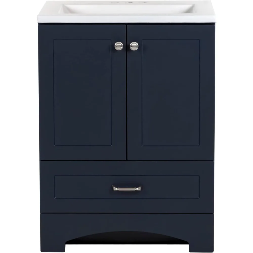 

24 Inch Bathroom cabinet with Sink, Featuring one drawer and double-hinged cabinets doors, Easy Assembly, Bathroom cabinet