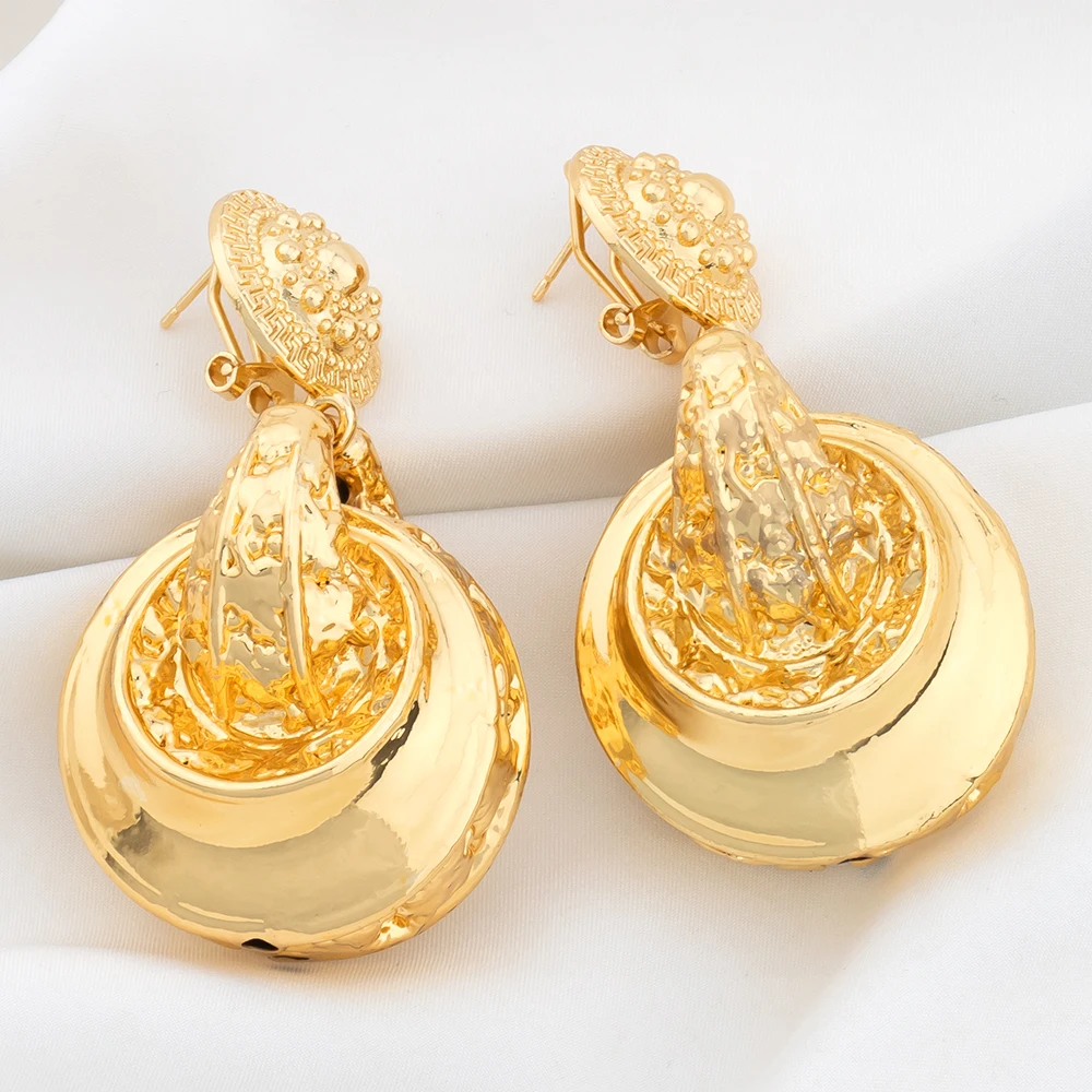 

18K Gold Plated Dangle Earrings For Women Fashion Jewelry Copper Daily Wear Party Wedding Gift Classic Leaf Shape Bold Earrings