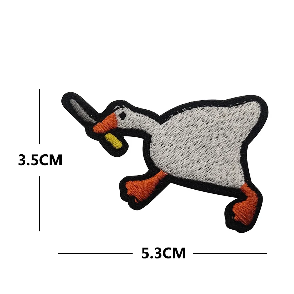 Cartoon Critter with Knife Embroidery Patches Cat Duck Goose Morale Armband HOOK & LOOP Badge Clothes Backpacks Hats Accessories