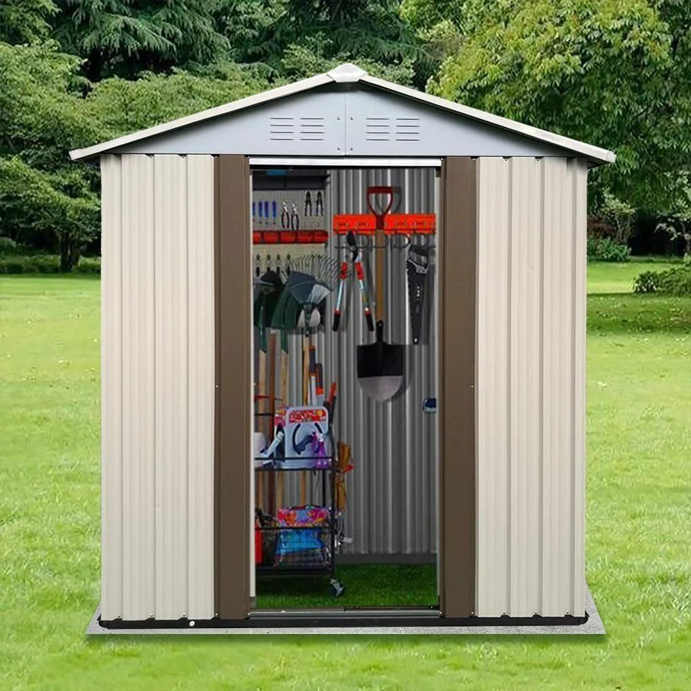 5x3 FT Outdoor Storage Shed, Metal Sheds with Punched Vents and Sliding Door, Waterproof Garden Tool Shed with Aluminum Frames