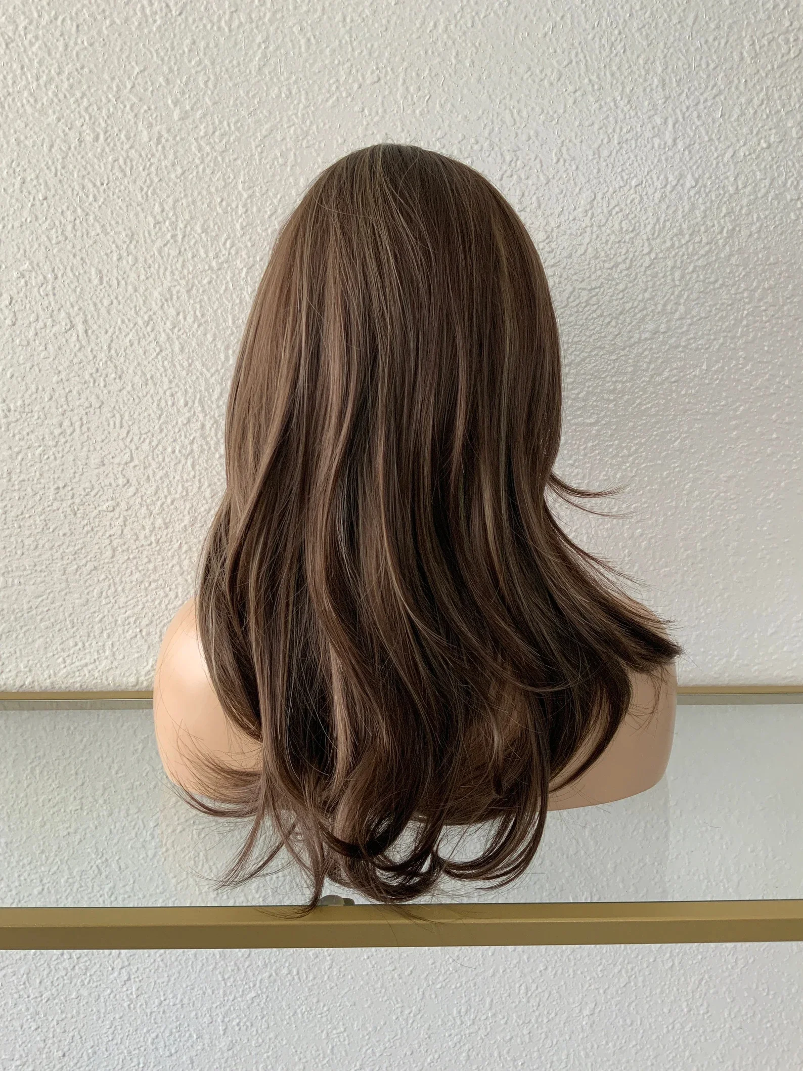 Ombre Brown Blonde Highlights Natural Wave Wig with Balayage Luxury Synthetic Lace Front Preplucked Hairline for Women
