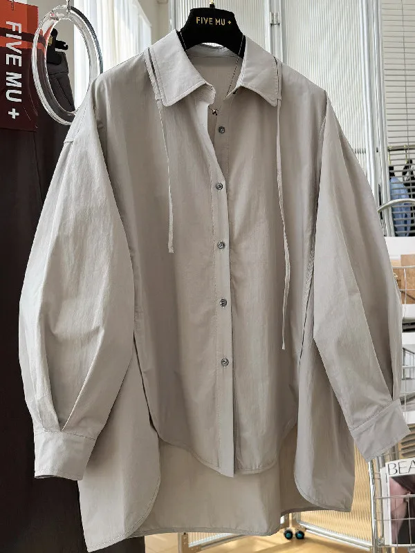 

plus Size Women's Long Sleeve Shirt Spring Summer Thin Casual Vacation Sun Protection Loose Fit Korean Style Cotton 100%