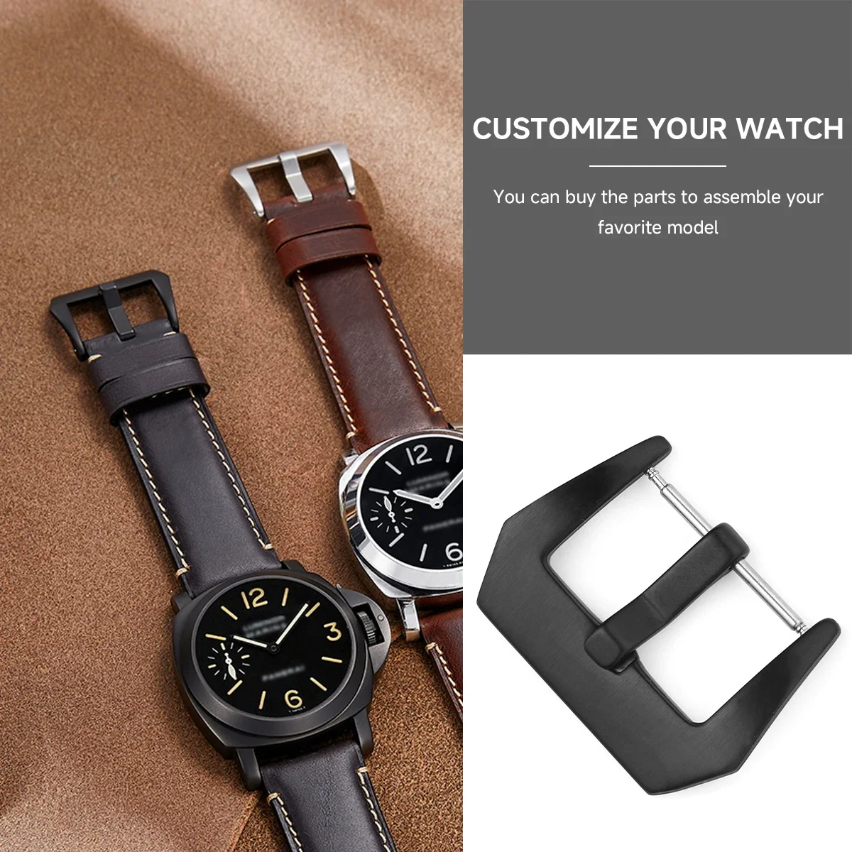 Watch Band Metal Buckle 16 18 20mm 22mm 24 Strap Solid Button Silver Black Stainless Steel Matte Polished Pin Clasp Accessories