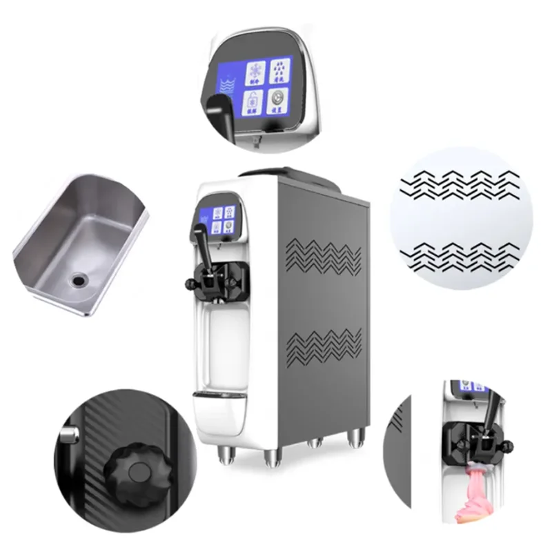 Three flavors of high-end stainless steel commercial soft ice cream machine frozen yogurt ice cream nachine for sale