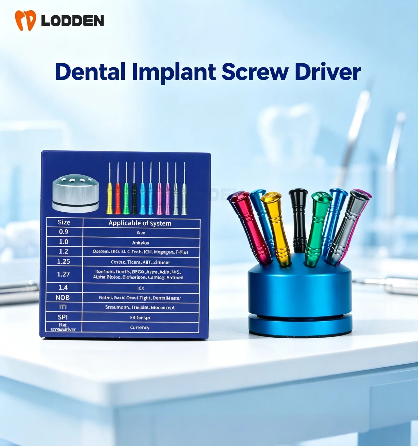 Dental Implant Screw Driver Stainless Steel Plantation System Dental Lab Technician Screwdrivers Dentistry Tool Kit with Base