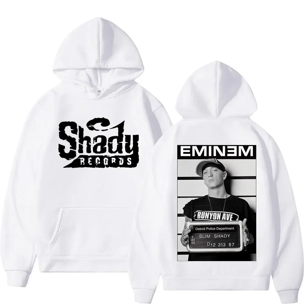 

Trend Fashion Hooded Sweatshirts Streetwear Rapper Eminem Double Sided Print Hoodie Men Women Hip Hop Vintage Hoodies