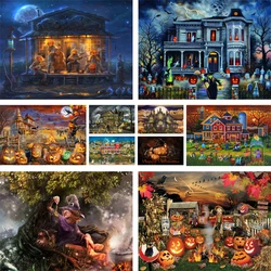 Halloween Pumpkin Printed Fabric Cross Stitch Set DIY Embroidery Knitting Handiwork Handicraft Handmade For Adults Mulina Magic