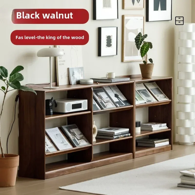 

Black walnut bookshelf living room Nordic style furniture