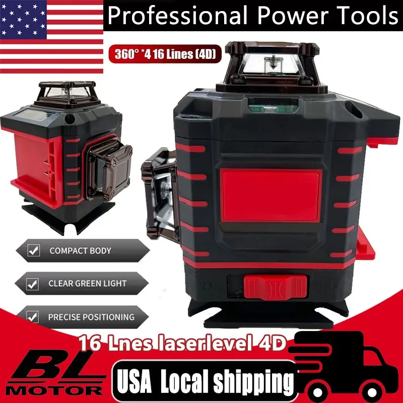 

4 стороны * 360 градусов вертикальный 4,2 В 3-4D лазерный уровень зеленый луч 16 линий самовыравнивающийся вертикальный перекрестный лазер подходит для Milwaukee