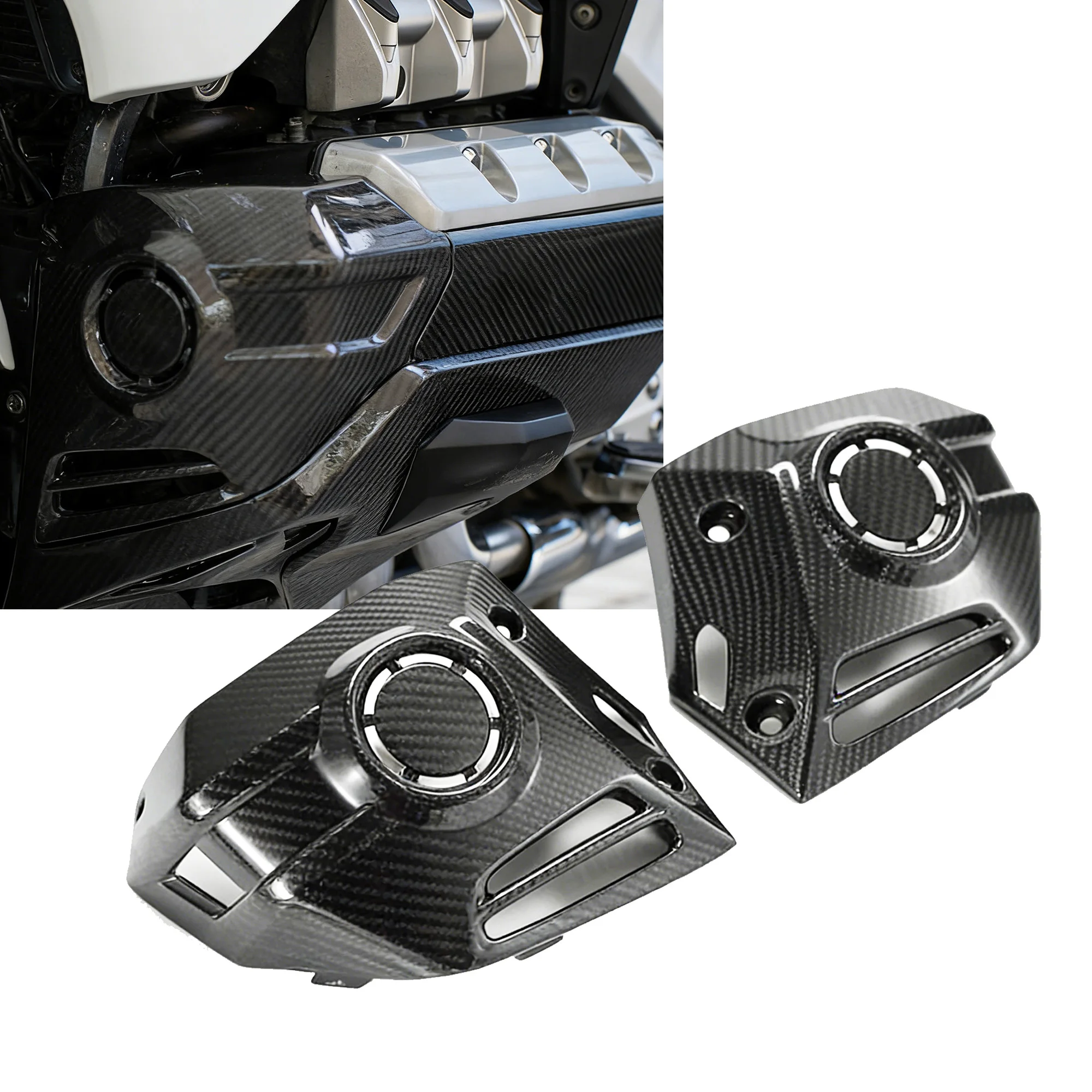 For Honda Golden Wing DOLD WING GL1800 New Frame Blackened Carbon Fiber Fog Lamp Decorative Cover Plate 2018-2024 Years Models