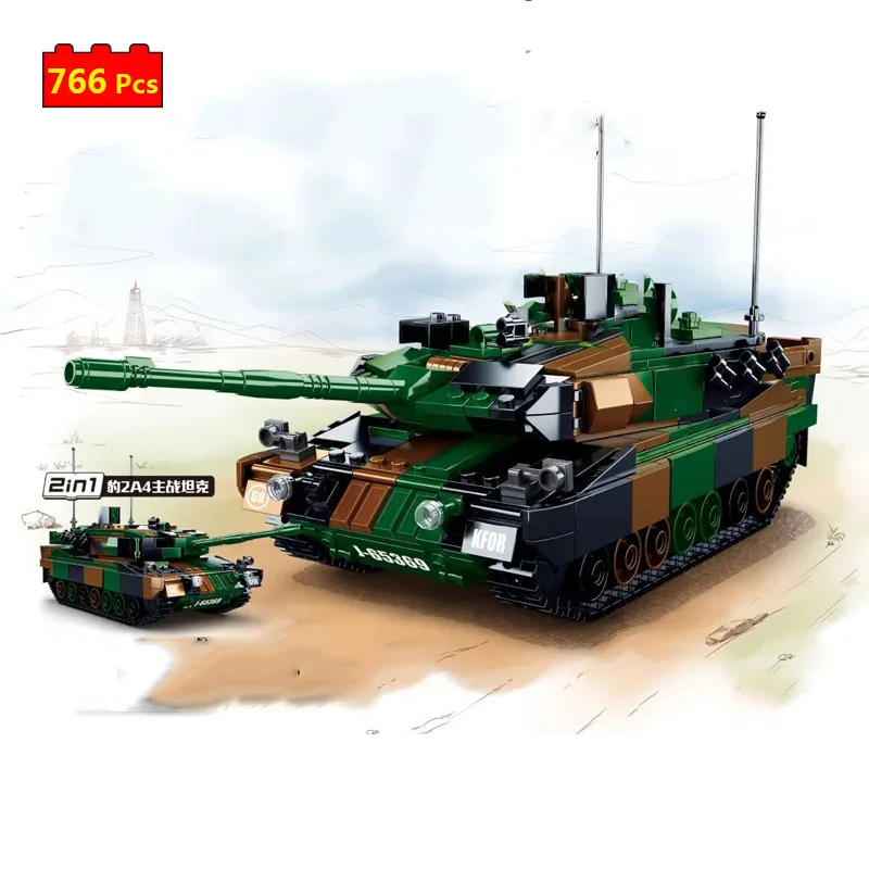 

Military series World War II German armored force Leopard 2A5 main battle tank DIY Model Building Blocks Bricks Toys Gifts