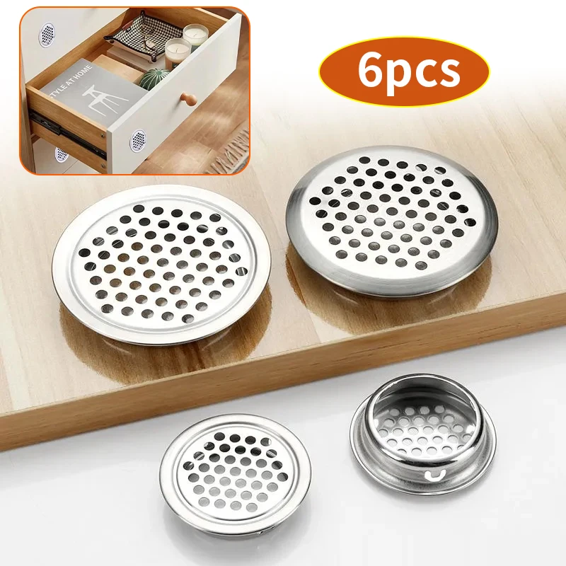 6pcs Ventilation Holes, Circular Vent Covers, Ventilation Hole Plugs for Cabinets, Wardrobes, Shoe Cabinets