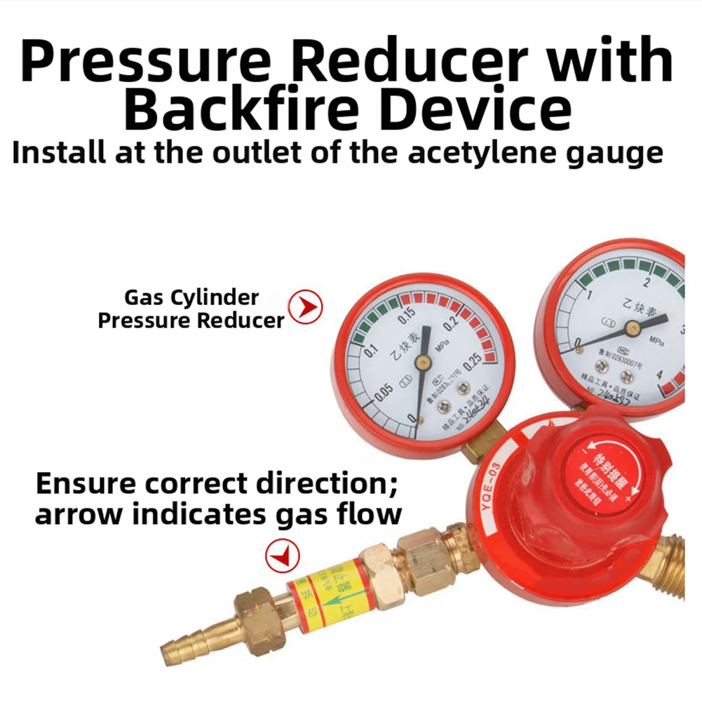 HF2 Acetylene Flashback Arrestor with Check Valve and Automatic Reset for Gas Welding and Cutting Equipment Protection