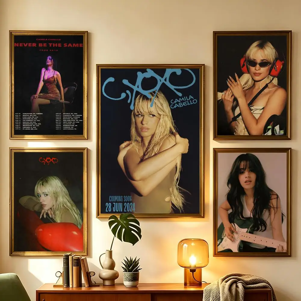music Camila Cabello Poster Wall Sticker Poster Decal PP Material Self-Adhesive Waterproof for Living Room Home Wall Decor