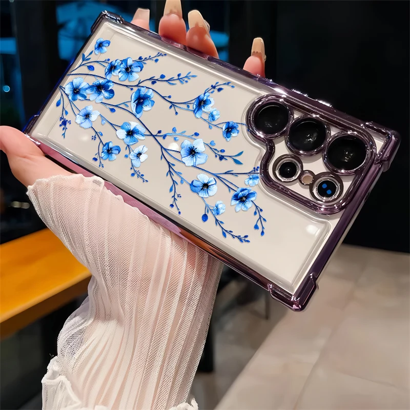TPU Phone Case For Samsung Galaxy NOTE 20 Ultra F12 F14 F05 M47 M14 M12 M10S M05 M04 M02 Dustproof Purple Butterflies Cover Capa