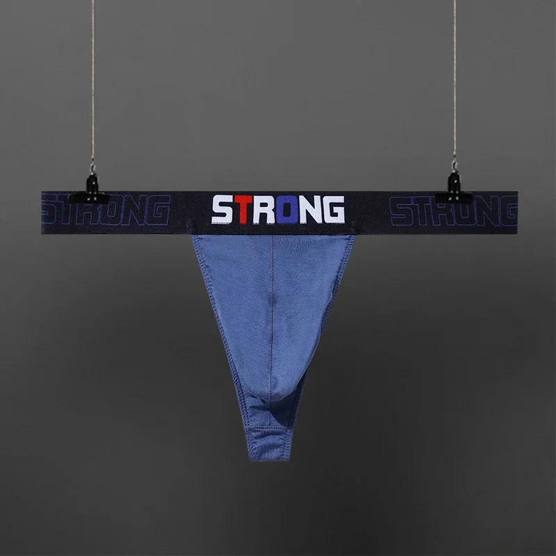 Sexy Low Rise Thong Mens Underwear Modal String Sissy Gay T Back Lingerie Plus Size Letter Sexy Tanga Hombre
