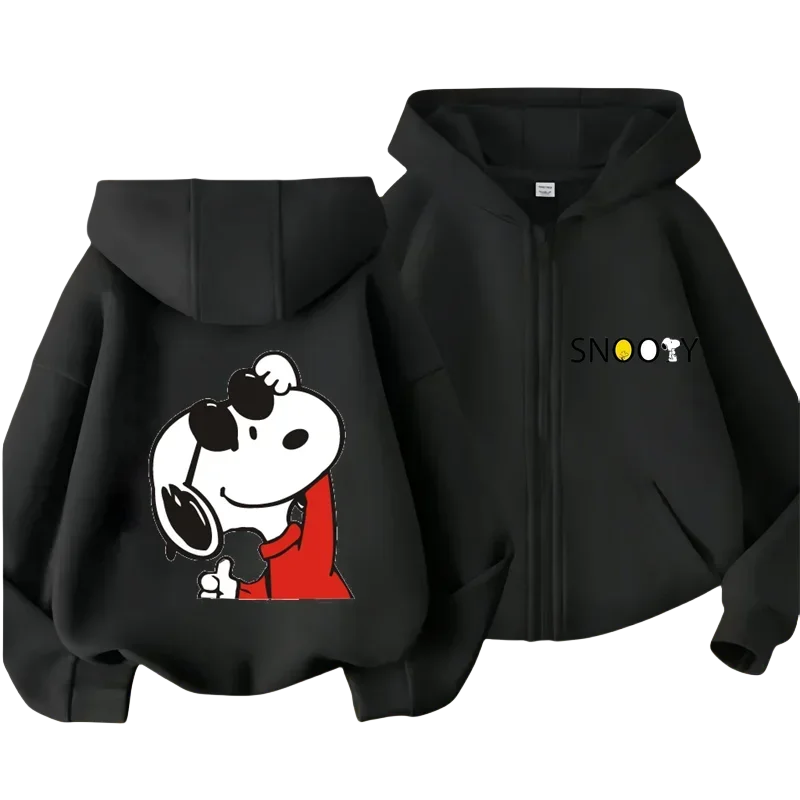 Snoopy Design Kids Zipper Hoodie Cartoon Print Autumn/Winter Long-sleeved Sweatshirt Casual Top For Boy And Girl Outdoor Jackets