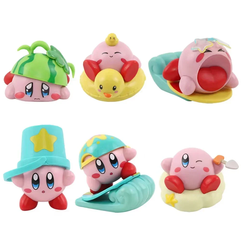 6pcs/Set Kirby Cartoon Anime Games Figure Pink Kirby Waddle Dee Doo Cute Collect Mini Toys Dolls Action Toy Figure Birthday Gift