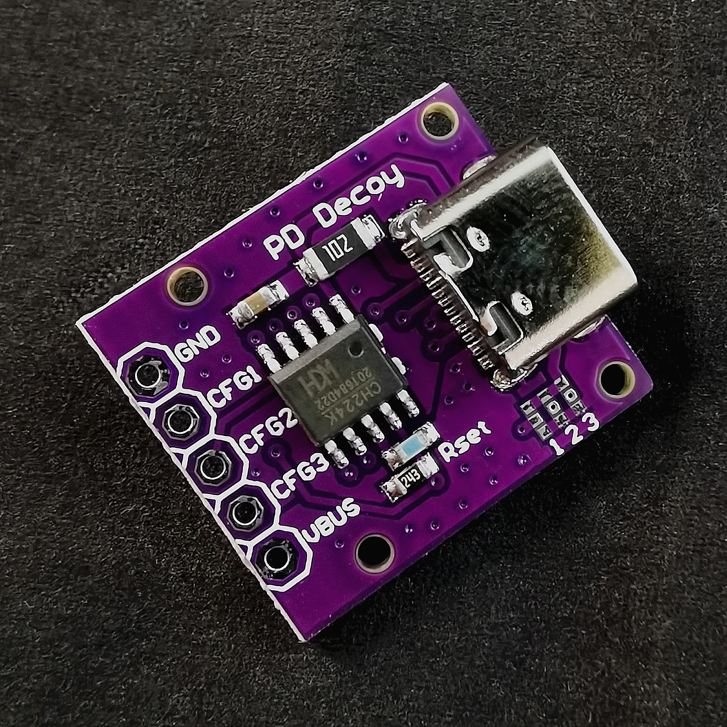 Supporto modulo CH224K PD3.0/2.0 BC1.2 uscita tensione 5V/9V/12V/15V/20V impostazione resistore impostazione ponticello e impostazione MCU