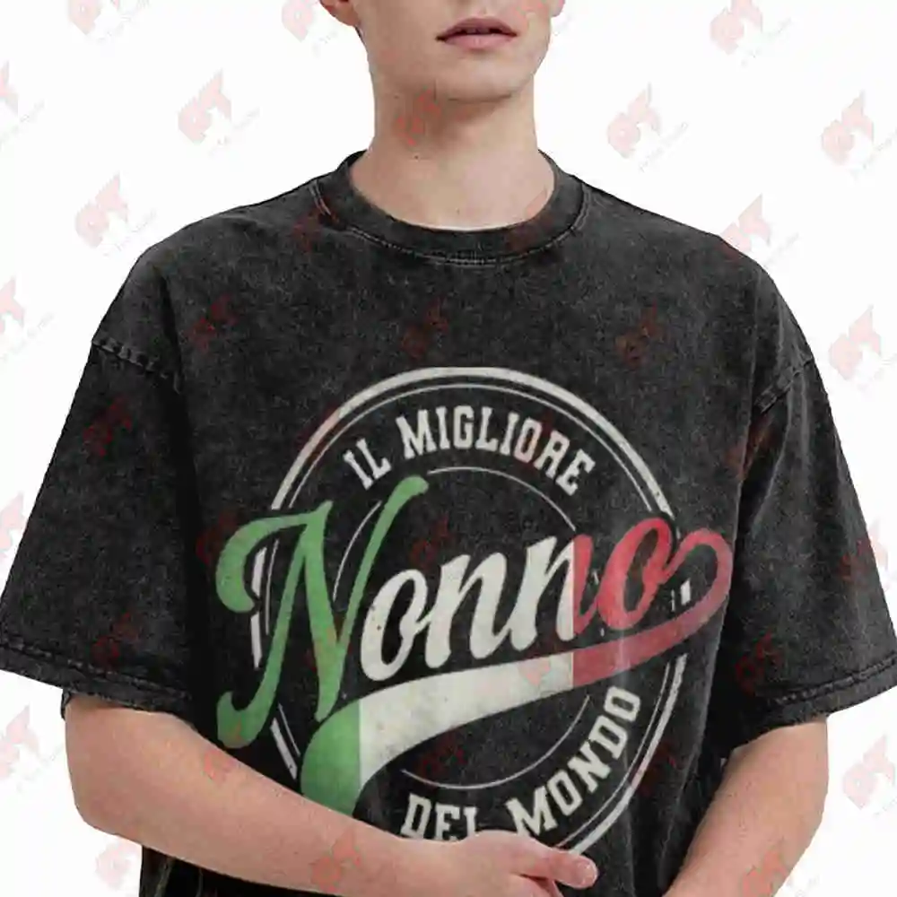 Papy Nonno Best Italian Grandpa World Vintage Washed Tee Pure Cotton T-Shirt